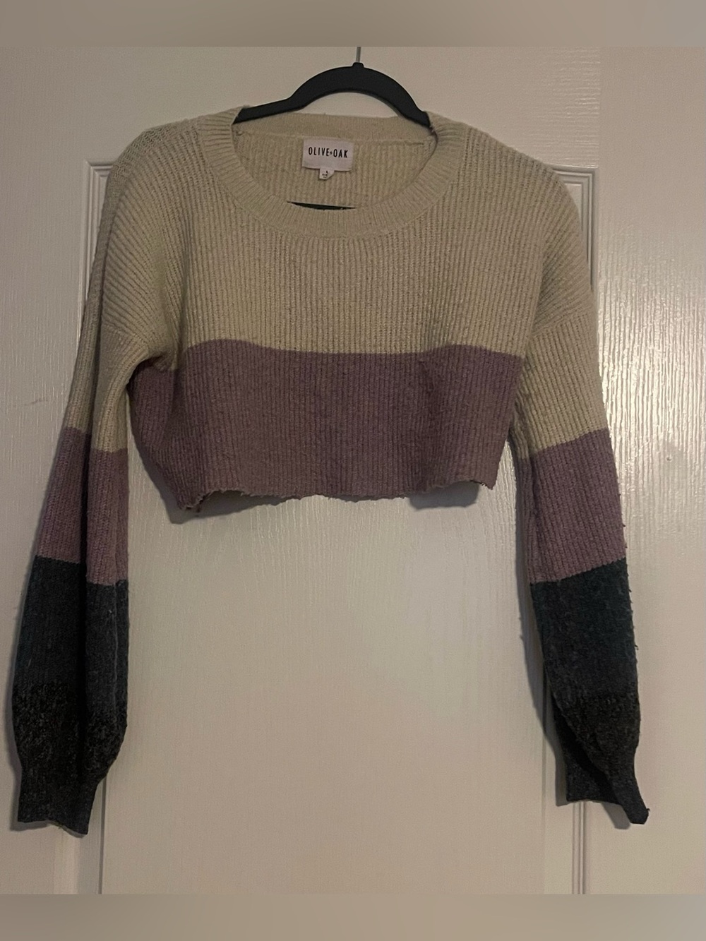 Olive & Oak Cream Ribbed Knit Sweater